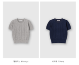 スローケーブルラウンド半袖ニット / 10 colors