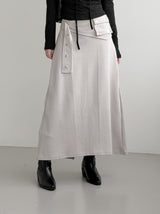 Et Pocket Belt Cotton Long Skirt