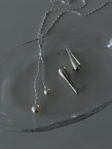 [925silver] Vカットドロップパールネックレス