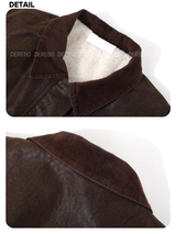Deep Brown Checkered Warm Leather Half Coat