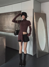 Pony Incision Wrap Knit Turtleneck