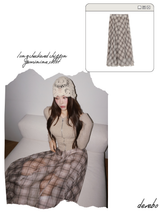 Long Check Chiffon Sharalla Skirt