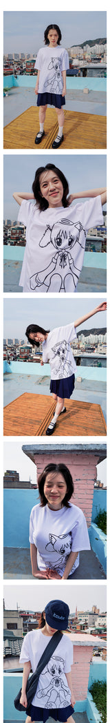 CAT GIRL T SHIRT - WHITE
