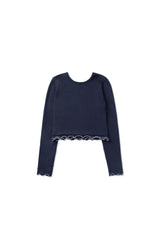 フリルクロップTシャツ_ネイビー