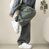 ネンティバッグプリントウォッシングワイドデニムパンツ