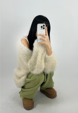 (INNER POINT ITEM♥/LOVELY) 2 COLORS ストリングボウプリーツレースディテールノースリーブタンク
