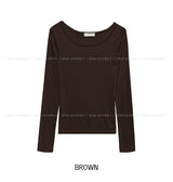 [U-BASIC]オビベーシックスリムUネック長袖Tシャツ