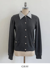 Atin Shirt Collar Pocket Knit Cardigan