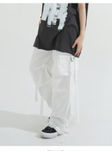 Strap cotton cargo pants