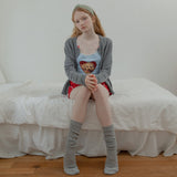 CROCHET LACE KNEE SOCKS (GRAY)