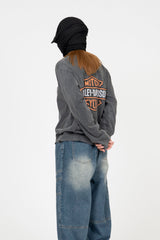 Motorcycle Vintage Crop Long Sleeve T-Shirt