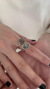 Antique silver rose ring
