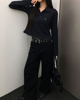 Tweety Frill Collar Polka Dot Long Sleeve T-Shirt
