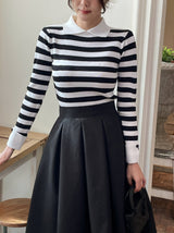 26SS★ Siez Color Matching Button Collar Knit