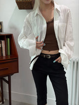 Pure wrinkle crop shirts(2color)