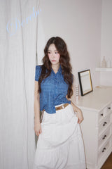 Cotton Punching Banded Waist Long Skirt