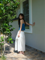 Shirring Cotton Maxi Skirt (White)