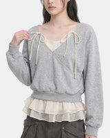 Rosie Ribbon Frill Layered Sweatshirt