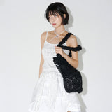SEE-THROUGH TULLE SHOULDER BAG  (Black)