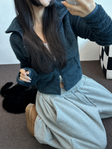 シープファーフリースクロッペンハーフポロネックジップアップ 🧸🩶🤍🖤🩵4カラー