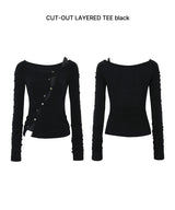 CUT-OUT LAYERED TEE black