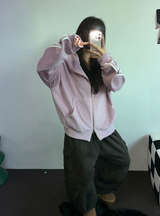 フリース/ストリング ツーカーゴリベットワイドバルーンロングパンツ💚🤎🖤🩶4カラー