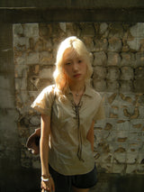 aldiyouuラインプロダクトTシャツ ベージュ