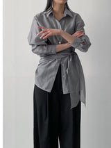 More Tencel See-Through Wrap Blouse