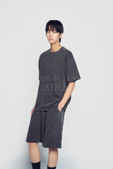 24FW アップリケロゴピグメントショートスリーブTシャツチャコール