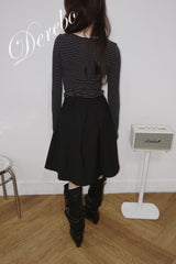 flare pintuck midi skirt