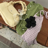 Acorn Polka Dot Halter Neck Sleeveless Bustier Top (4 Colors)
