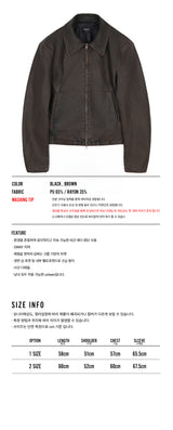 Washed Leather Crop Jacket - Brown