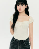 DEAR SHIRRING BUTTON TOP (CREAM)