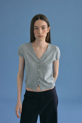 T/T Button half knit cardigan (gray)