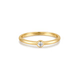 [Worn by Chuu] Half Round Cubic Zirconia 925 Silver + 14k gold plating Ring R059-02G