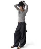 (Unisex) ナディンバルーンストライプデニムワークパンツ