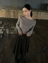 Deer Boat Neck Long Sleeve T-Shirt