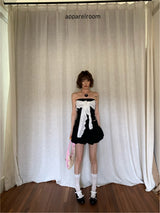 lace halter neck strap tube top skirt two-piece