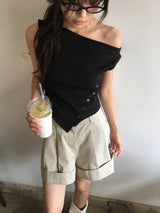 Pintuck roll-up culottes (3color)