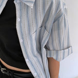[Summer/Short-sleeved Shirt] Sydney オーバーサイズフィット ストライプ サマーシャツ 1 color