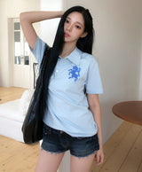 Horse Numbering Pique Short Sleeve Collar T-shirt