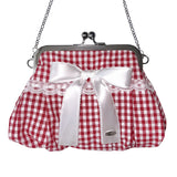 ミディアムレッド ヴィンテージリボン フレームバッグ (handmade bag)