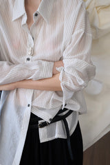 Oversized Black Button Shirt (Ivory)
