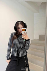 リズ ナッピング ストライプ ストラップ Tシャツ