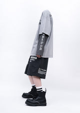 BBD 隠しスローガン ピグメント Tシャツ (グレー)