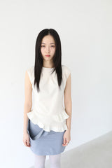 DOUBLE RUFFLE SLEEVELESS (IVORY)