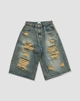 Level-Distressed Bermuda Denim Shorts