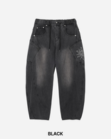 Solar embroidered denim pants
