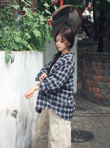 26SS★ [MADE] Riche Over Boxy Check Long Sleeve Wrinkle Shirt