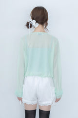 ribbon sleeve cardigan(mint)